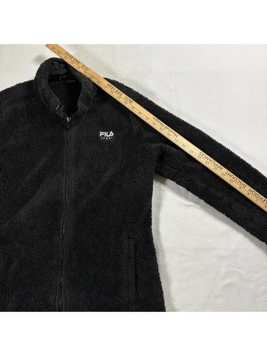 Sherpa Fleece Jacket Full Zip Black FILA Sport XL Cozy Streetwear Outdoor - Picture 7 of 8